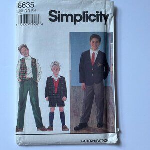 Simplicity 8635 Boys pants or shorts, vest and jacket